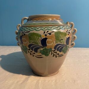 Mexican Talavera Pitcher Handcrafted Ceramic Vase with Multicolor Design